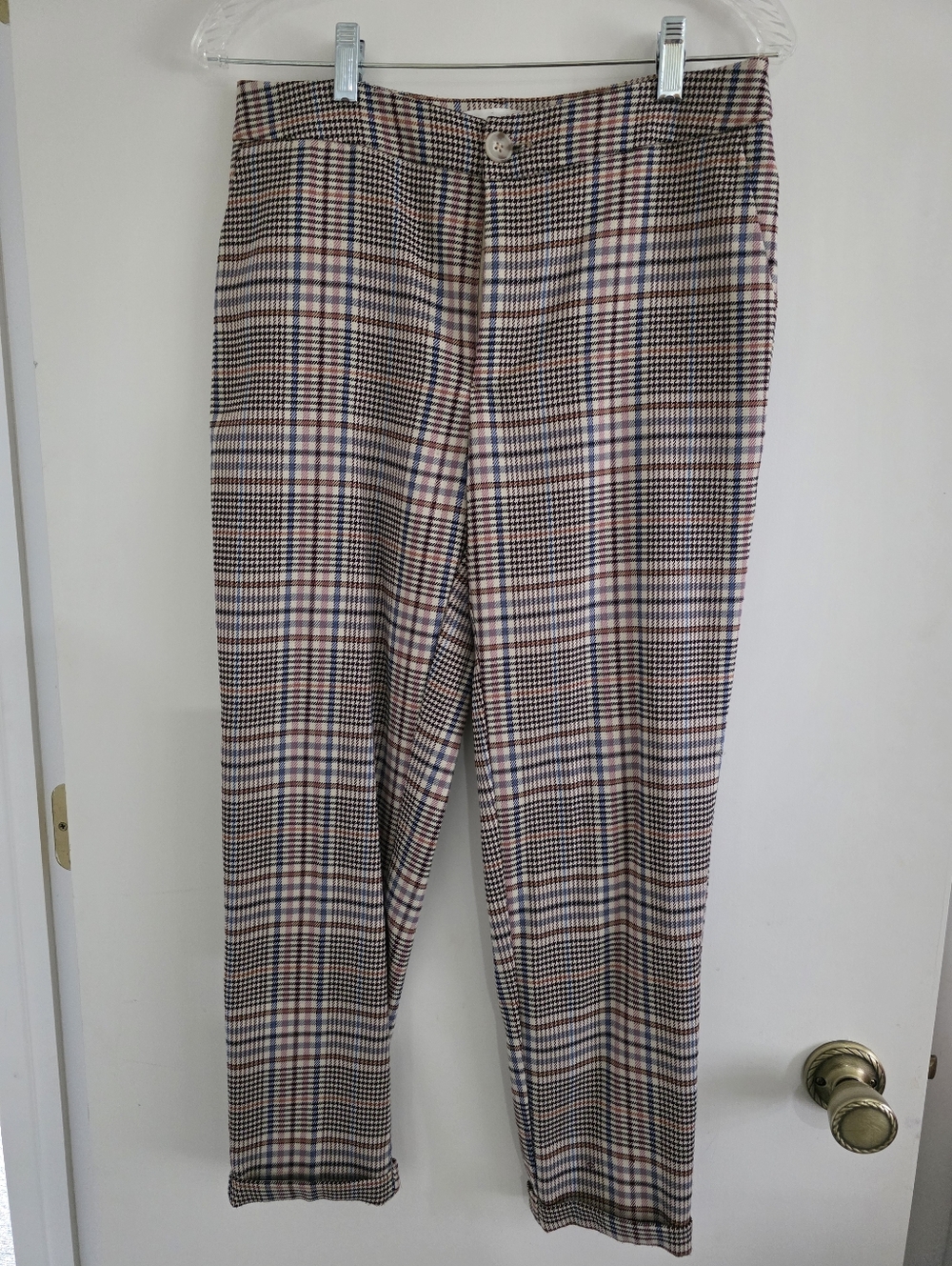 Anthropologie Plaid Dress Pants - Brown, Blue, Cream